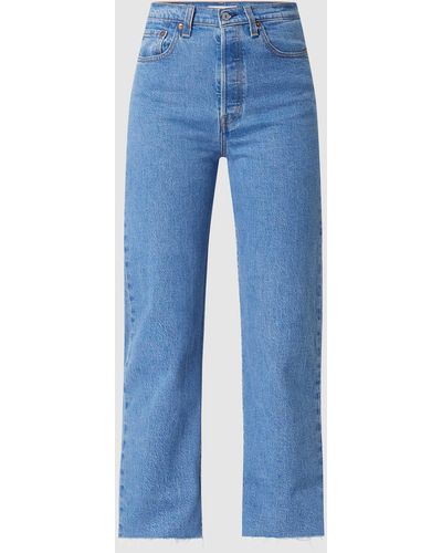 Levi's Straight Fit High Waist Jeans mit Stretch-Anteil Modell 'Ribcage' - 'Water - Blau
