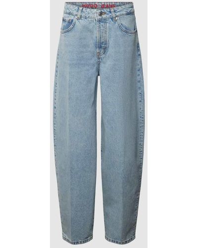 HUGO Tapered Fit Jeans im 5-Pocket-Design Modell 'Gimine' - Blau