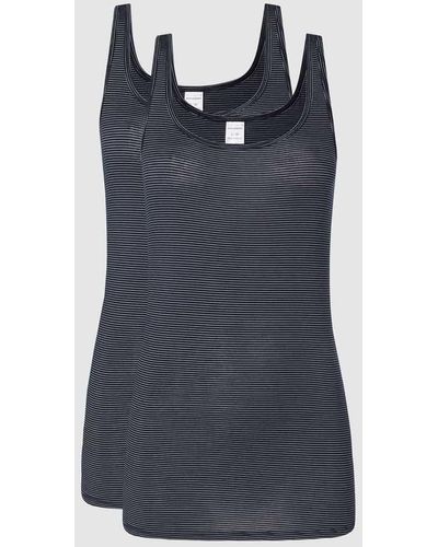 Schiesser Tanktop mit Strukturmuster im 2er-Pack - Blau