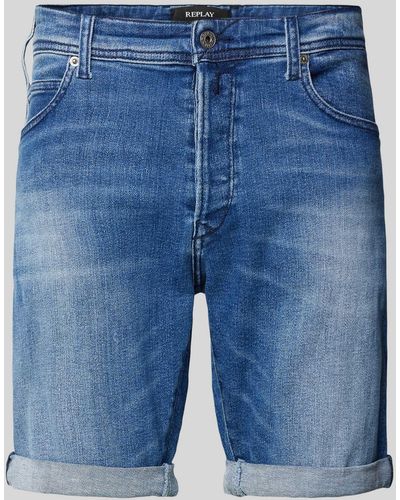 Replay Regular Fit Jeansshorts im 5-Pocket-Design - Blau