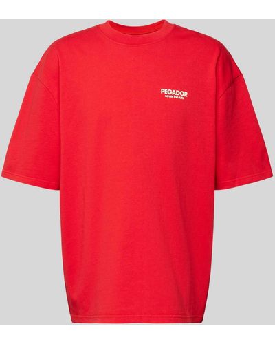 PEGADOR Oversized T-Shirt mit Label-Print Modell 'ALCHAR' - Rot