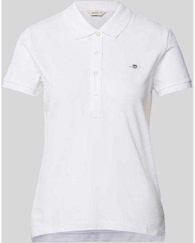 GANT Slim Fit Poloshirt Met Labelstitching - Wit