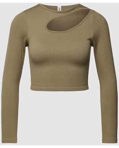 ONLY Cropped Longsleeve mit Cut Out Modell 'GWEN' - Grün