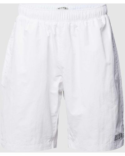 Review Shorts mit Label-Print - Weiß