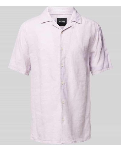 Only & Sons Slim Fit Leinenhemd mit 1/2-Arm Modell 'CAIDEN' - Pink
