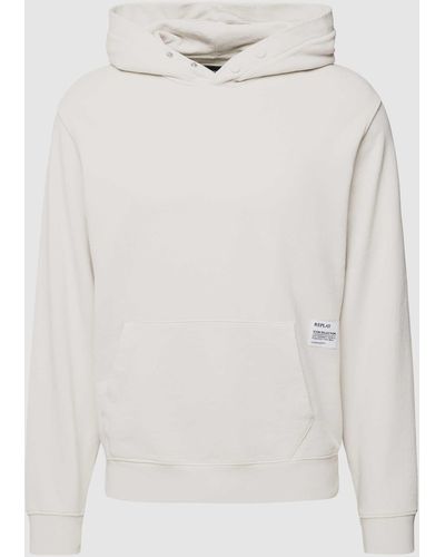 Replay Hoodie Met Labelpatch - Wit