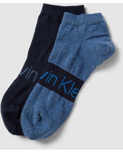 Calvin Klein Sneakersocken mit Label-Print im 2er-Pack Modell 'RIBBO' - Blau