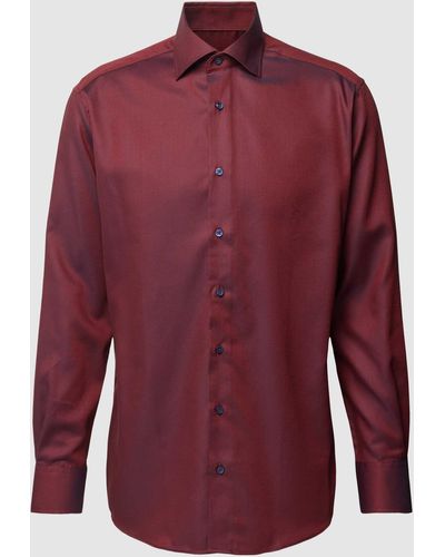Eterna Modern Fit Zakelijk Overhemd Met All-over Motief - Rood