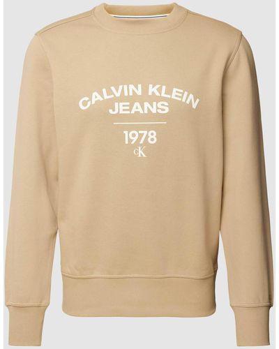Calvin Klein Sweatshirt Met Labelprint - Naturel
