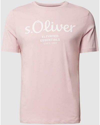 S.oliver T-Shirt mit Label-Print - Pink