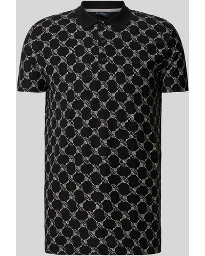 Joop! Regular Fit Poloshirt Met All-over Logoprint - Zwart