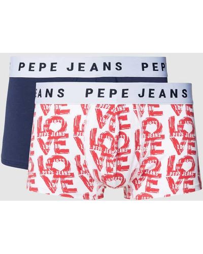 Pepe Jeans Trunks mit elastischem Logo-Bund im 3er-Pack Modell 'LOVE' - Rot
