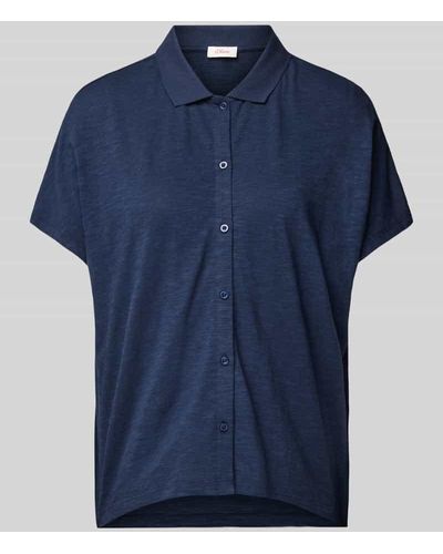 S.oliver Loose Fit Poloshirt mit durchgehender Knopfleiste - Blau