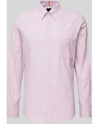 BOSS Slim Fit Freizeithemd mit Button-Down-Kragen Modell 'Rickert' - Pink