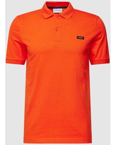 Calvin Klein Poloshirt Met Labelpatch - Oranje