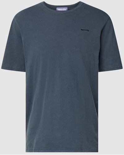 Superdry T-Shirt mit Label-Stitching - Blau
