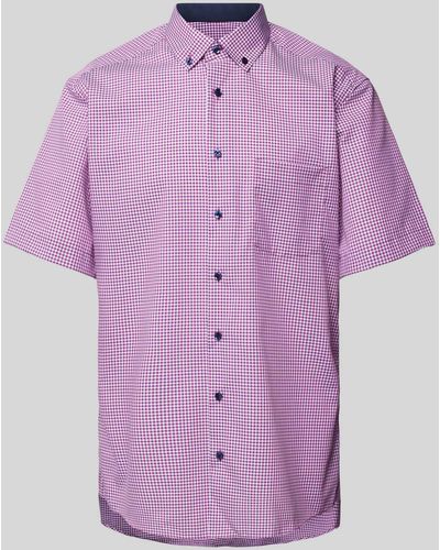 Eterna Modern Fit Zakelijk Overhemd Met Ruitjes - Roze