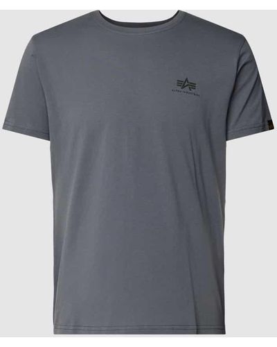 Alpha Industries T-Shirt mit Label-Print Modell 'BASIC' - Grau