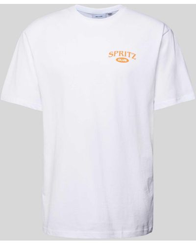 Only & Sons T-Shirt mit geripptem Rundhalsausschnitt Modell 'SPRITZ' - Weiß