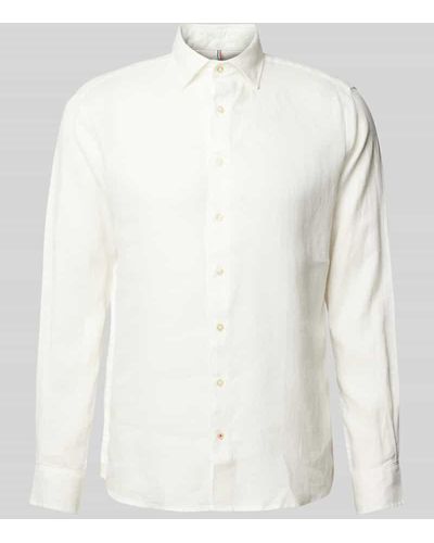 Cinque Regular Fit Freizeithemd aus Leine mit Kentkragen Modell 'Steven' - Weiß