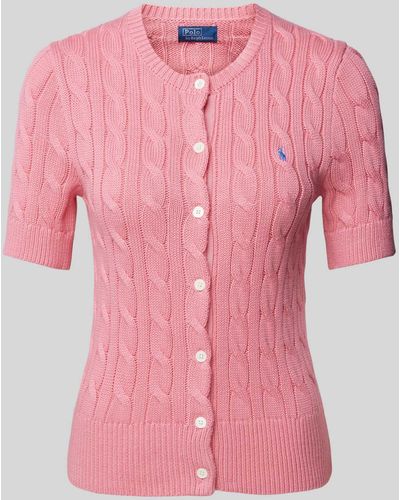 Polo Ralph Lauren Strickjacke mit 1/2-Arm und Label-Stitching - Pink