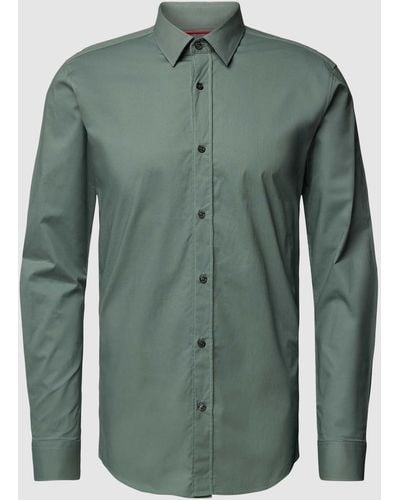 HUGO Extra Slim Fit Zakelijk Overhemd Met Kentkraag - Groen