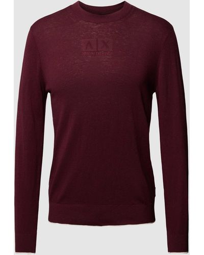 Armani Exchange Gebreide Pullover Met Labelstitching - Rood