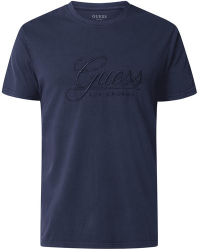 Guess T-shirt Met Labelstitching - Blauw