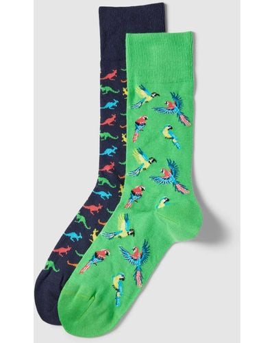 Christian Berg Men Socken mit Motiv-Print im 2er-Pack - Grün