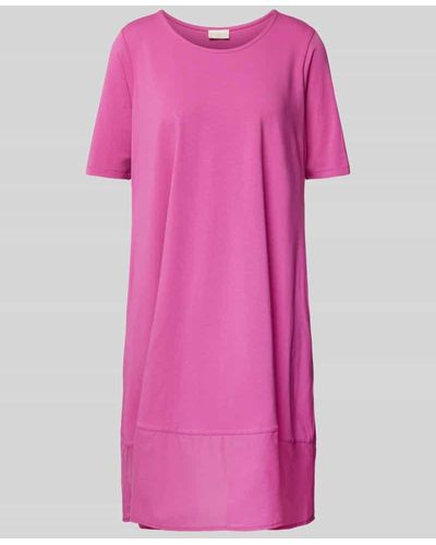 Milano Italy Knielanges T-Shirt-Kleid mit Rundhalsausschnitt - Pink