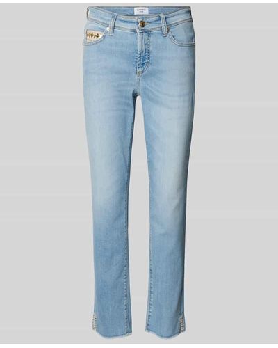 Cambio Slim Fit Jeans mit Knopfverschluss - Blau