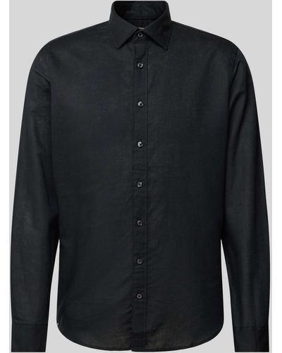 Jake*s Slim Fit Zakelijk Overhemd Met Kentkraag - Zwart