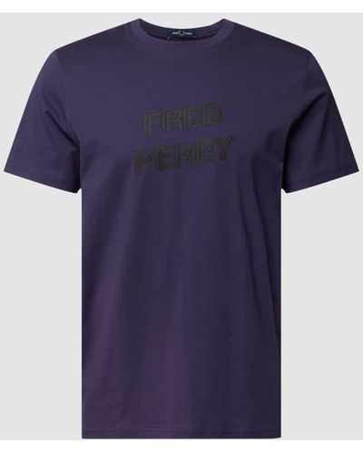 Fred Perry T-Shirt mit Label-Print - Blau