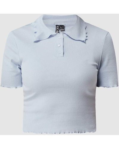 Pieces Kort Poloshirt Met Stretch - Blauw