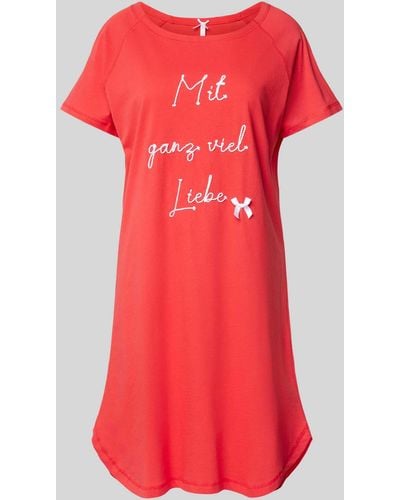 Louis & Louisa Oversized Nachthemd Met Statementstitching - Rood