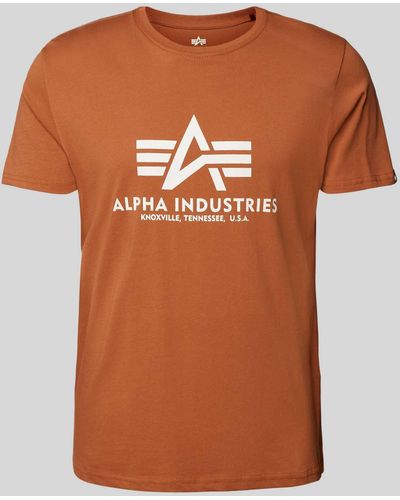 Alpha Industries T-shirt Met Labelprint - Oranje