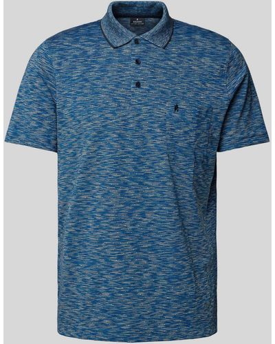 RAGMAN Regular Fit Poloshirt mit Brusttasche und Stitching - Blau