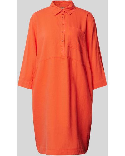 Freequent Knielanges Hemdblusenkleid aus Viskose Modell 'Laluna' - Orange