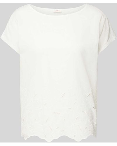S.oliver T-shirt Met Broderie Anglaise - Wit