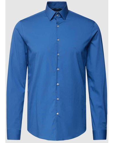 Calvin Klein Slim Fit Business-Hemd mit Kentkragen Modell 'Bari' - Blau