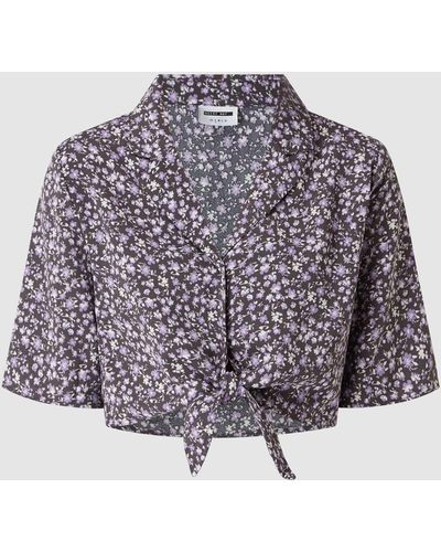 Noisy May Cropped Bluse mit Knotendetail Modell 'Joe' - Lila