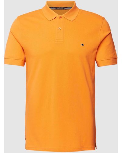 Christian Berg Men Slim Fit Poloshirt im unifarbenen Design - Orange