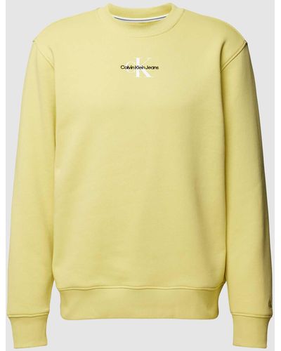 Calvin Klein Sweatshirt Met Labeldetail - Geel