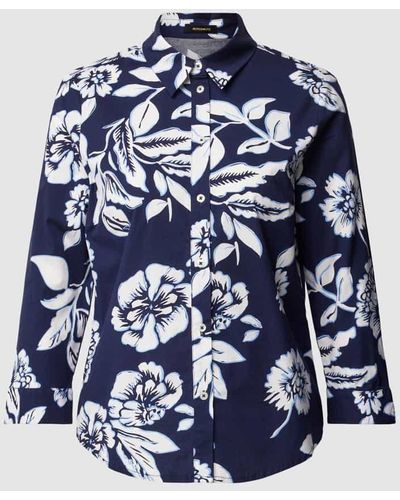 MORE&MORE Bluse mit floralem Muster - Blau