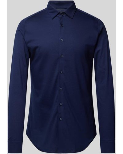 DESOTO Slim Fit Zakelijk Overhemd Met Kentkraag - Blauw