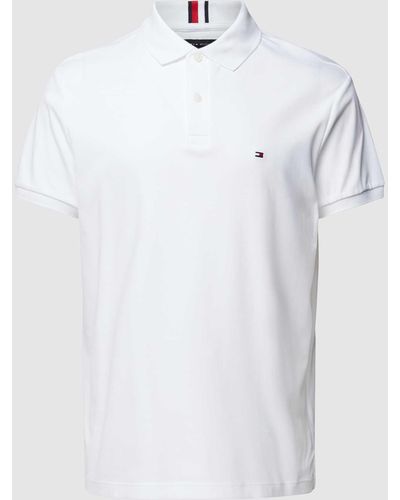 Tommy Hilfiger Regular Fit Poloshirt mit Label-Stitching - Weiß
