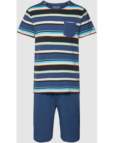 Jockey Pyjama mit Streifenmuster Modell 'NAUTICAL STRIPE' - Blau
