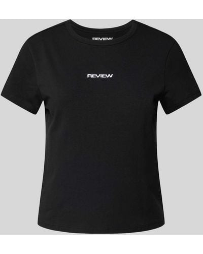 Review T-Shirt mit Label-Stitching - Schwarz