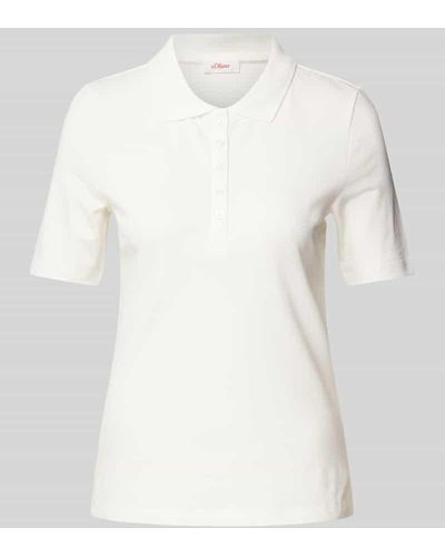 S.oliver Poloshirt in unifarbenem Design - Weiß