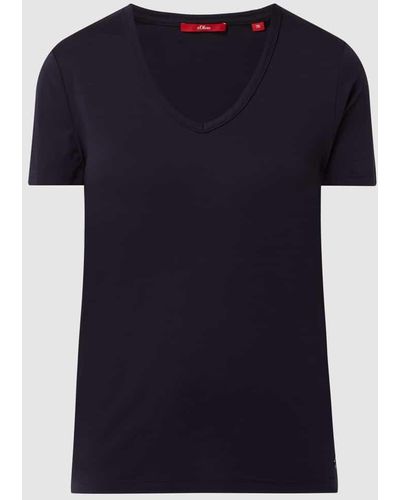 s.Oliver RED LABEL T-Shirt mit V-Ausschnitt - Blau